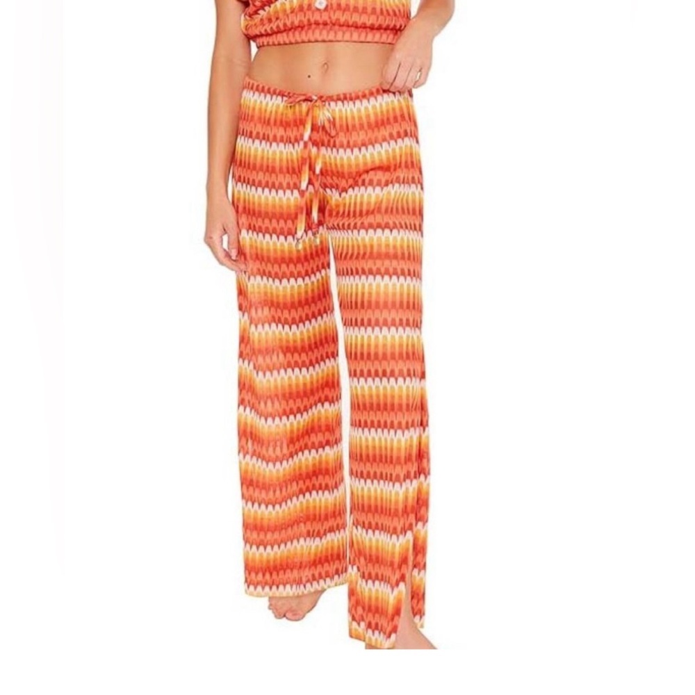 NWT Trina Turk Women's Sunray Side Slit Pants Loose Fitting, Bathing Suit